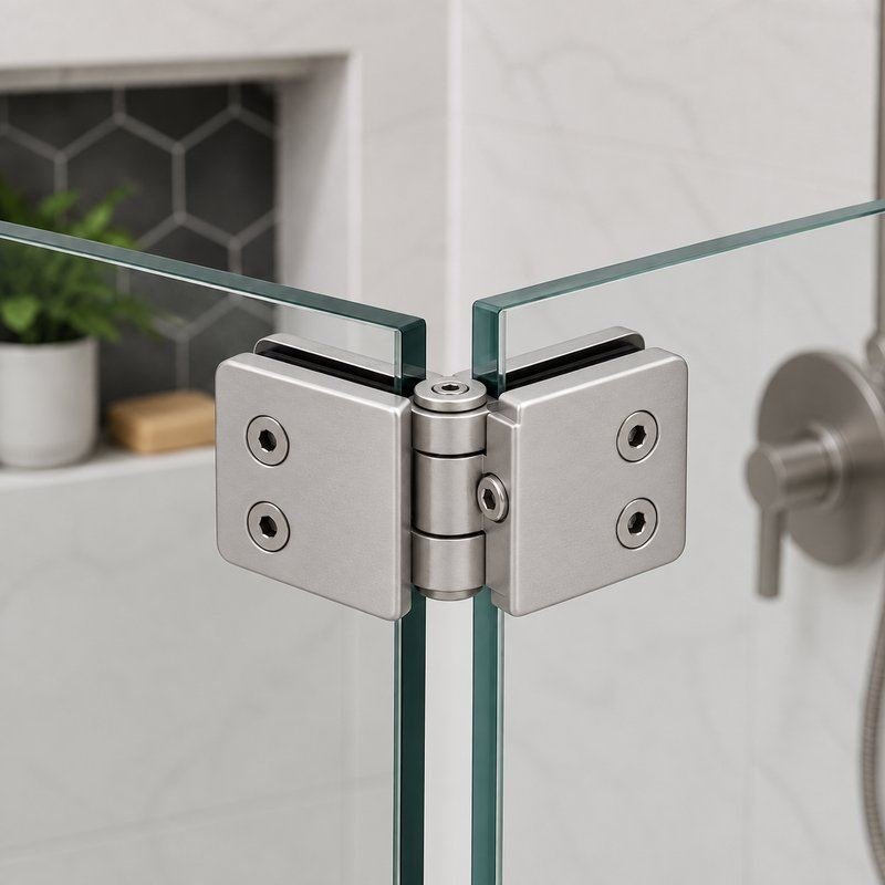 Matte Silver Adjustable Shower Glass Connector — Finish Concept