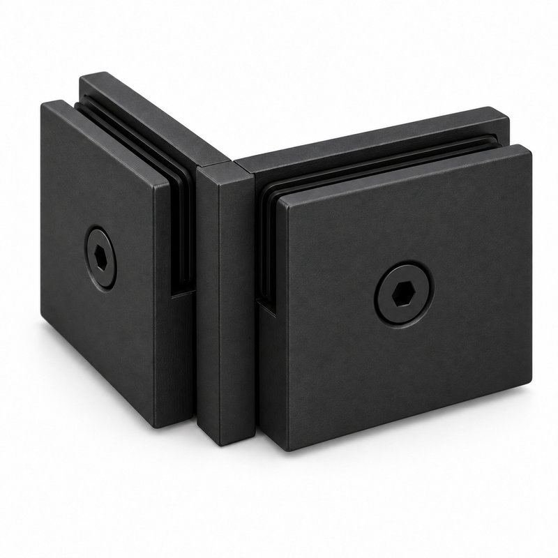 Matte Black 90 Degree Shower Glass Corner Clamp — Finish Concept