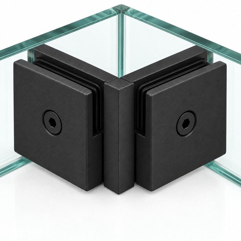 Matte Black 90 Degree Shower Glass Corner Clamp — Finish Concept