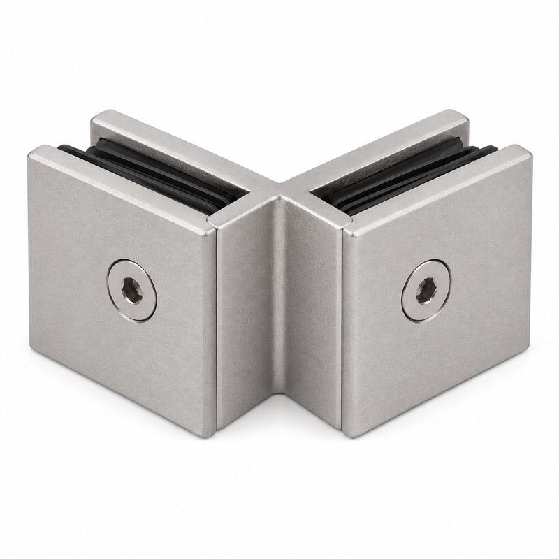 Matte Silver 90 Degree Shower Glass Corner Clamp — Finish Concept