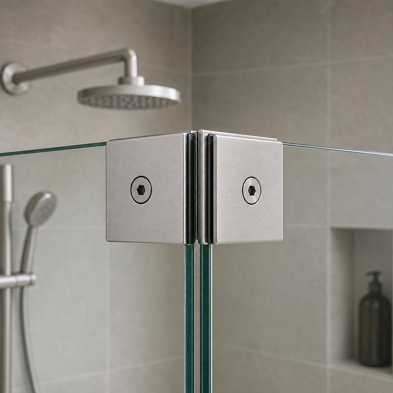 Matte Silver 90 Degree Shower Glass Corner Clamp — Finish Concept