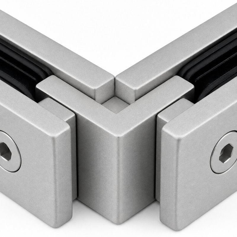 Matte Silver 90 Degree Shower Glass Corner Clamp — Finish Concept