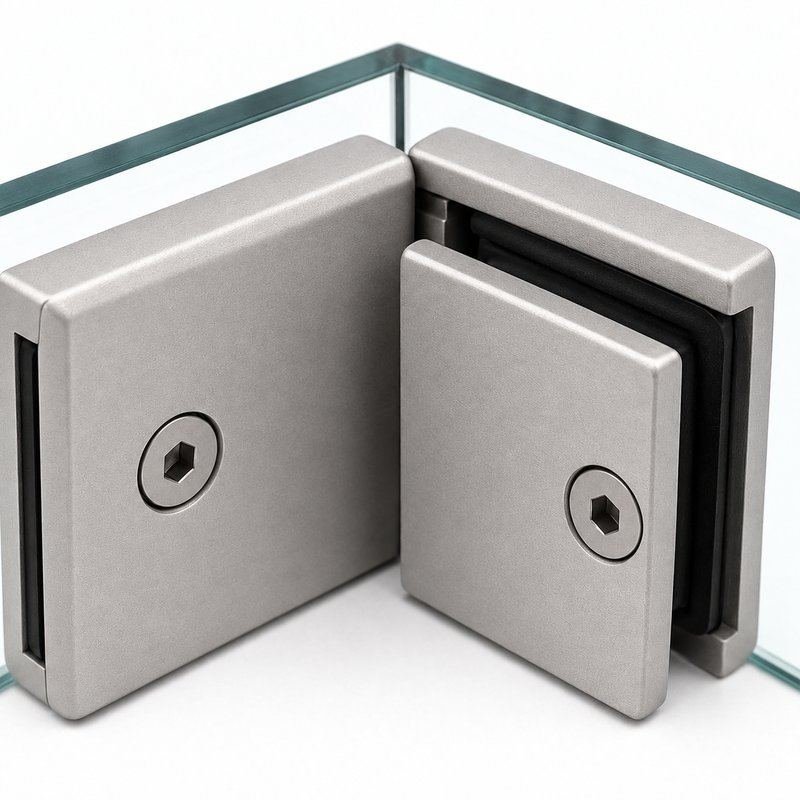 Matte Silver 90 Degree Shower Glass Corner Clamp — Finish Concept