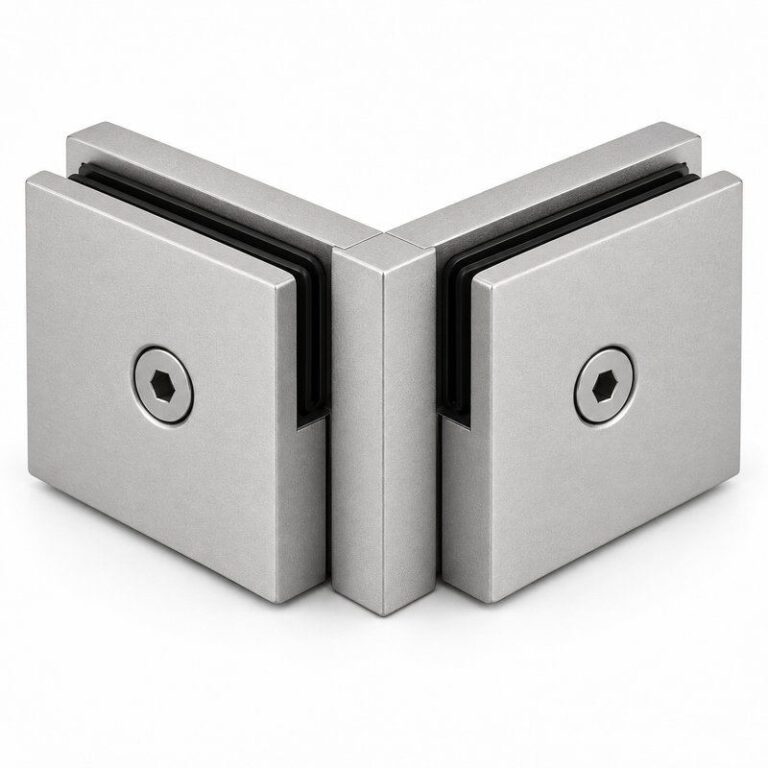 Matte Silver 90 Degree Shower Glass Corner Clamp — Finish Concept