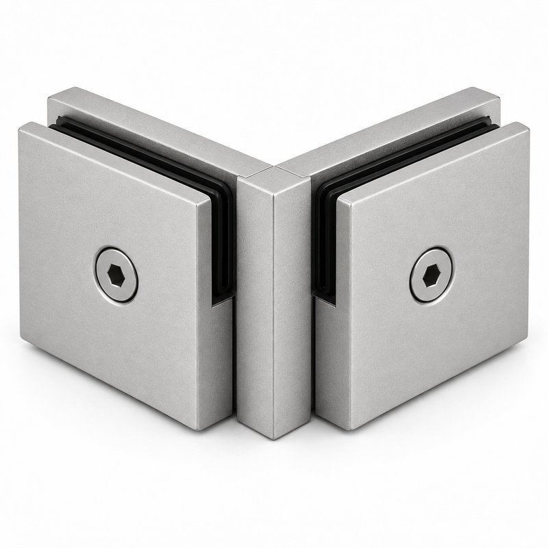 Matte Silver 90 Degree Shower Glass Corner Clamp — Finish Concept