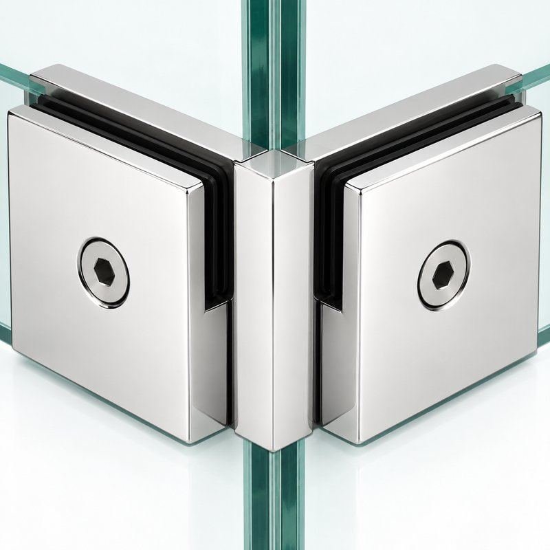 Polished Silver 90 Degree Shower Glass Corner Clamp — Finish Concept