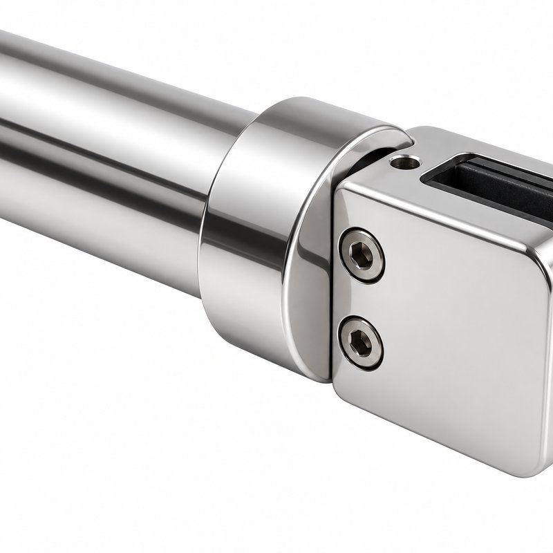 Polished Silver Round Shower Glass Stabilizer Bar — Finish Concept
