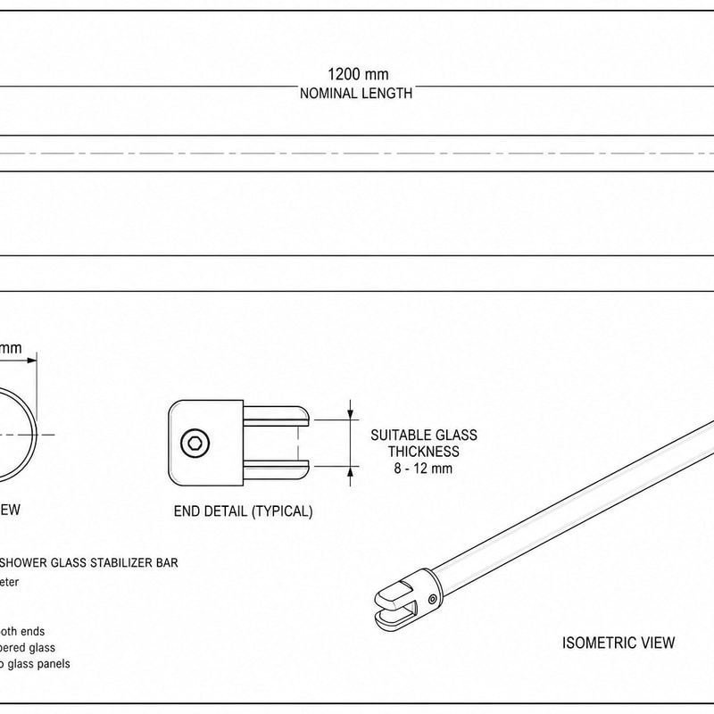 Round Shower Glass Stabilizer Bar