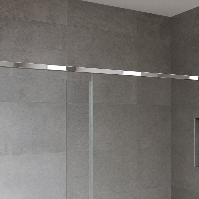 Polished Silver Square Shower Glass Support Bar — Finish Concept