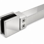 Polished Silver Square Shower Glass Support Bar — Finish Concept