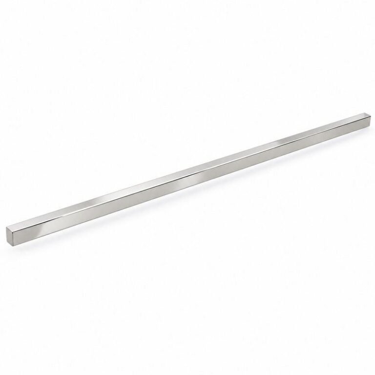 Polished Silver Square Shower Glass Support Bar — Finish Concept
