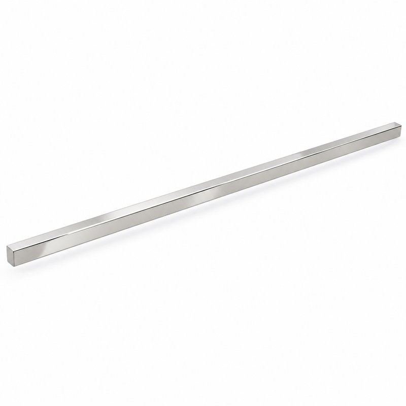 Polished Silver Square Shower Glass Support Bar — Finish Concept