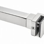 Polished Silver Square Shower Glass Support Bar — Finish Concept