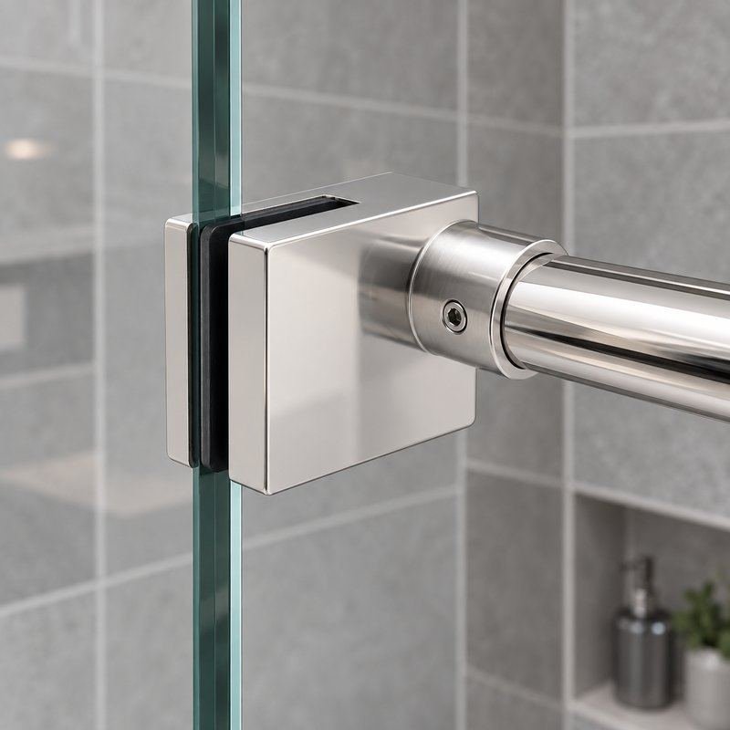 Polished Silver Shower Glass-to-Bar Clamp — Finish Concept