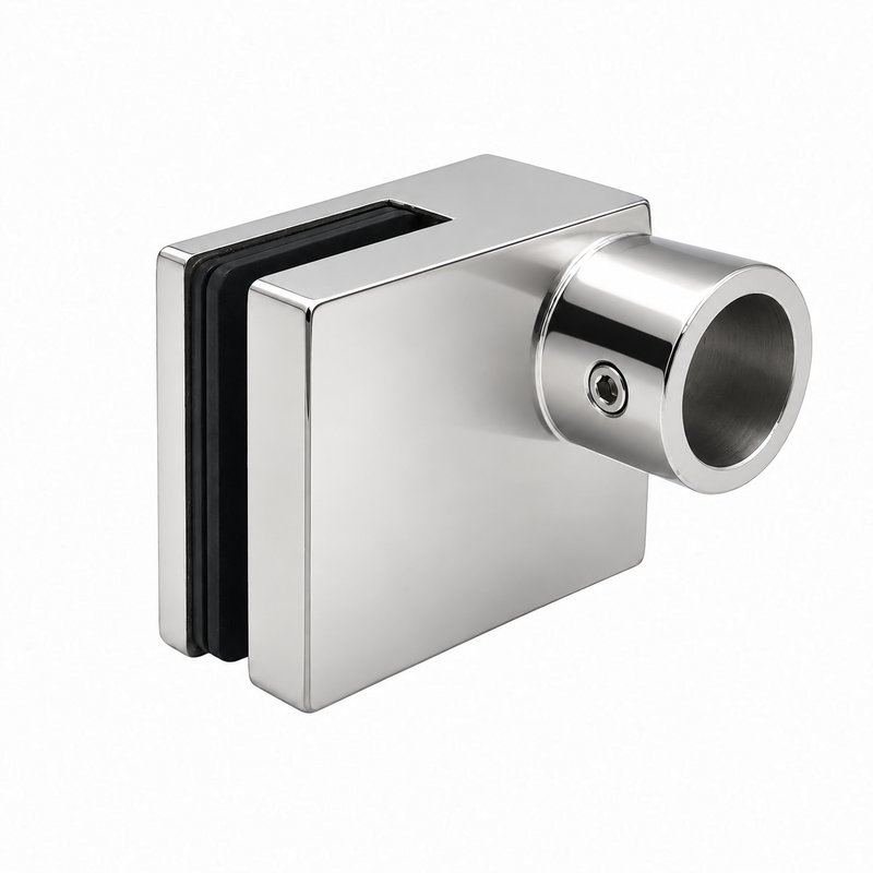 Polished Silver Shower Glass-to-Bar Clamp — Finish Concept