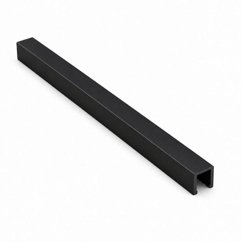 Matte Black Aluminum U-Channel for Shower Glass — Finish Concept