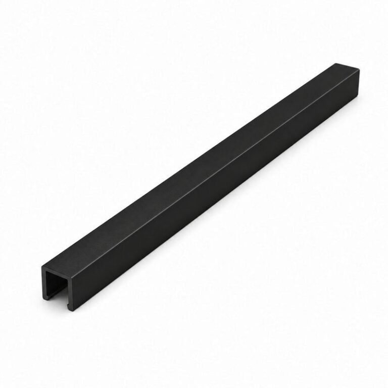 Matte Black Aluminum U-Channel for Shower Glass — Finish Concept