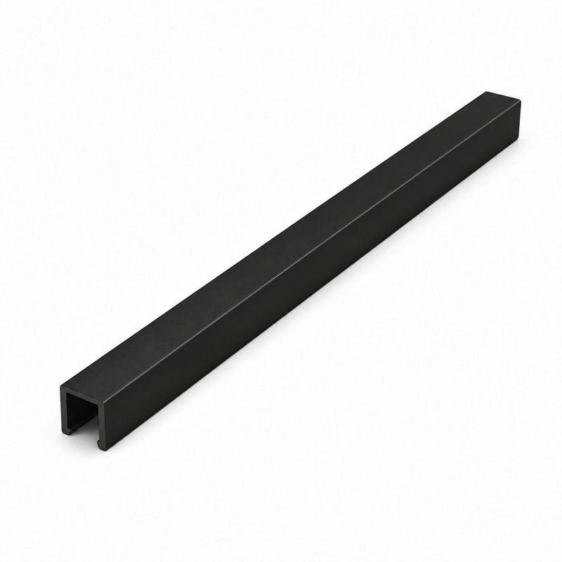 Matte Black Aluminum U-Channel for Shower Glass — Finish Concept