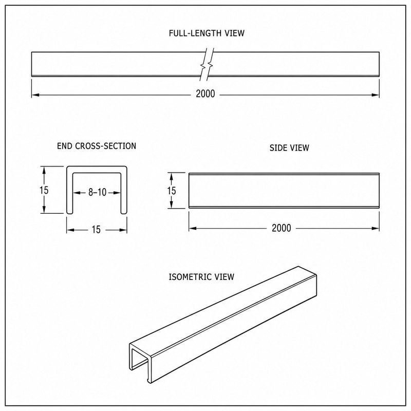 Aluminum U-Channel for Shower Glass