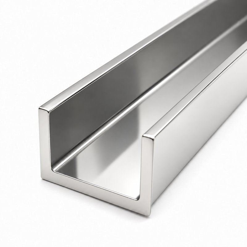 Polished Silver Stainless Steel Shower Glass U-Channel — Finish Concept