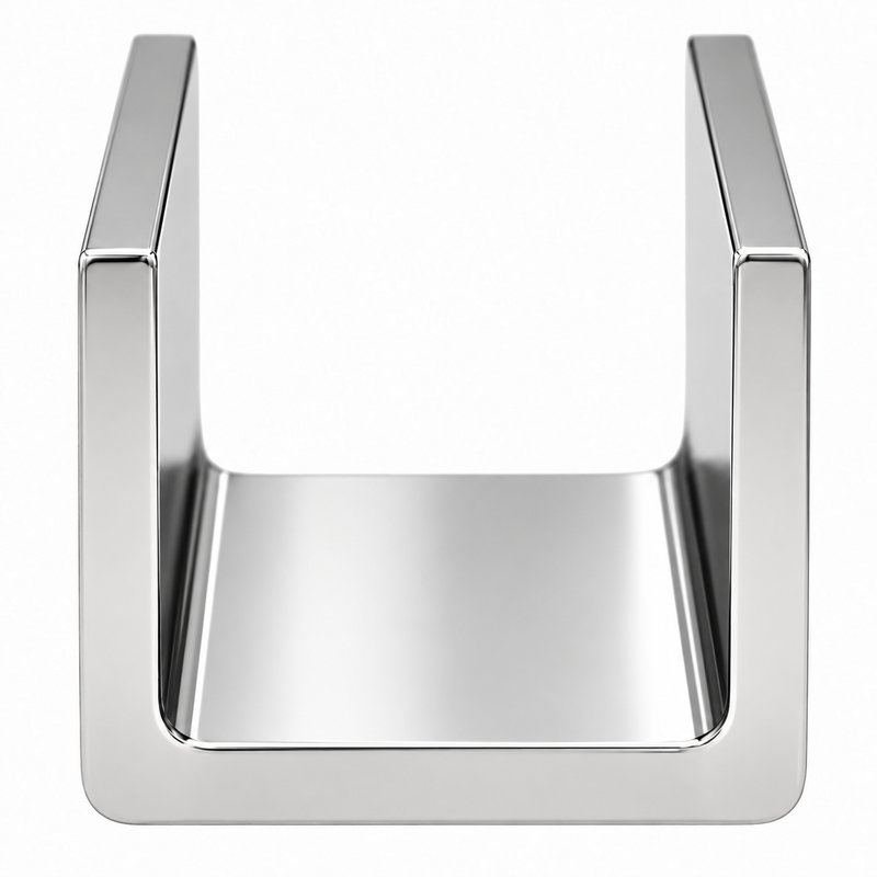 Polished Silver Stainless Steel Shower Glass U-Channel — Finish Concept