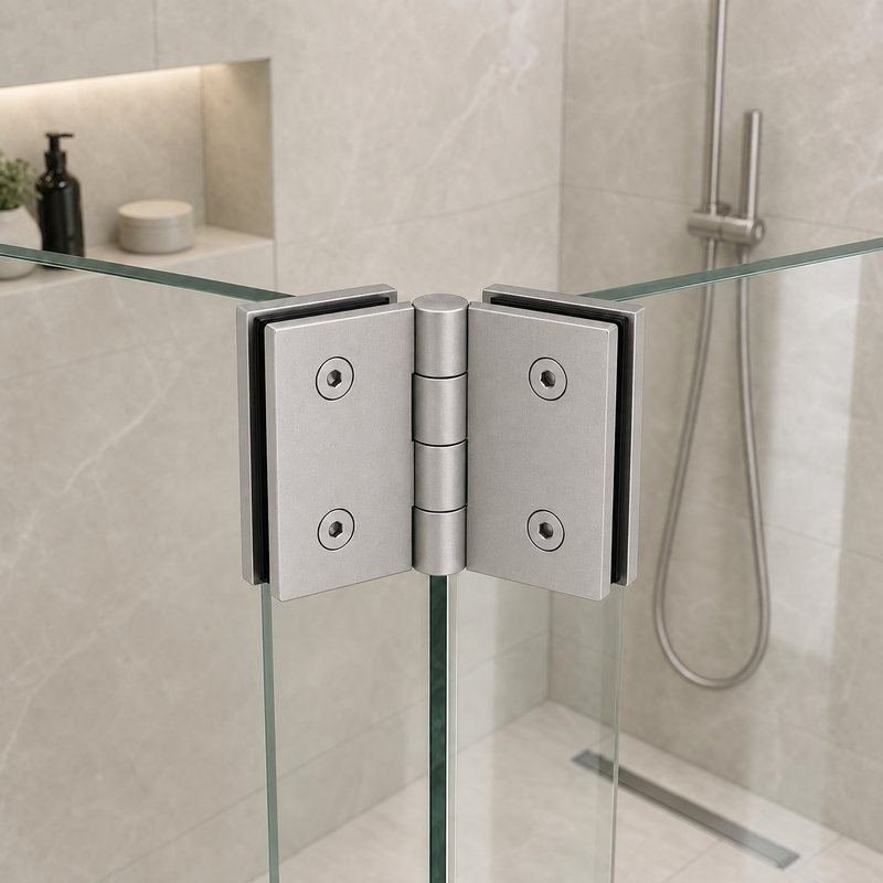 Matte Silver 135 Degree Glass-to-Glass Shower Door Hinge — Finish Concept