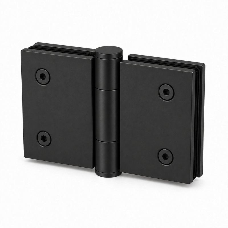 Matte Black 180 Degree Glass-to-Glass Shower Door Hinge — Finish Concept