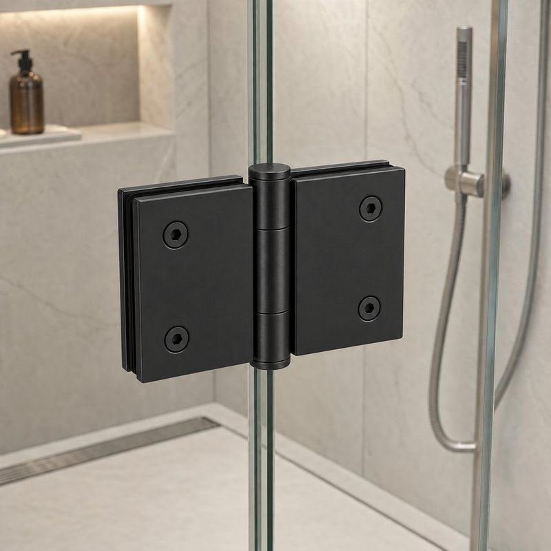 Matte Black 180 Degree Glass-to-Glass Shower Door Hinge — Finish Concept