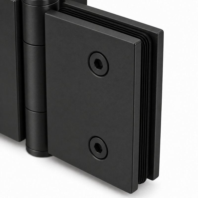 Matte Black 180 Degree Glass-to-Glass Shower Door Hinge — Finish Concept