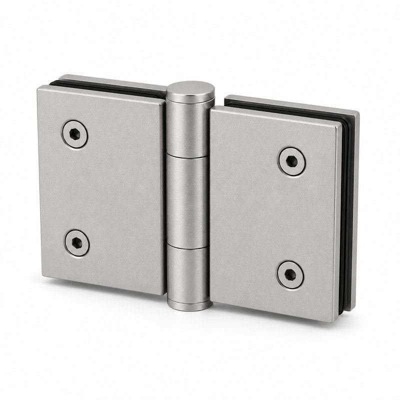 Matte Silver 180 Degree Glass-to-Glass Shower Door Hinge — Finish Concept
