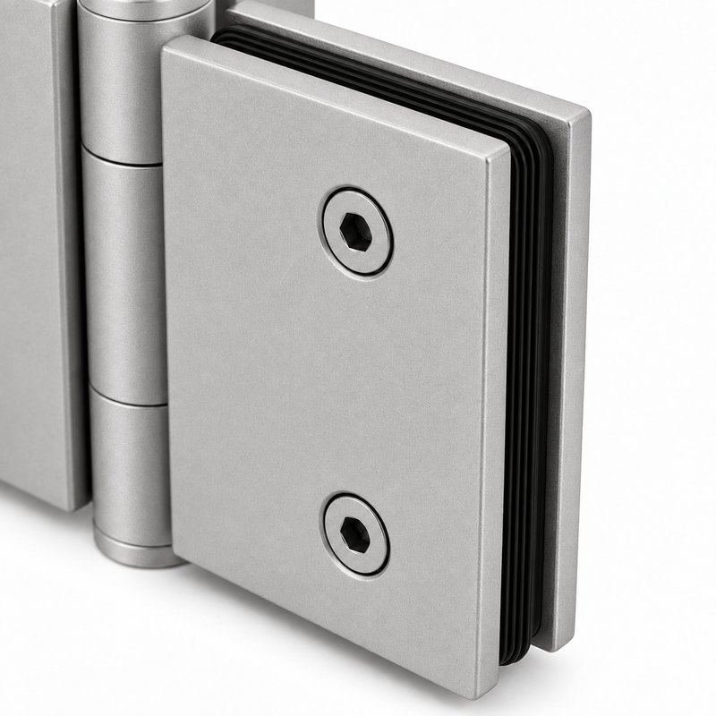 Matte Silver 180 Degree Glass-to-Glass Shower Door Hinge — Finish Concept