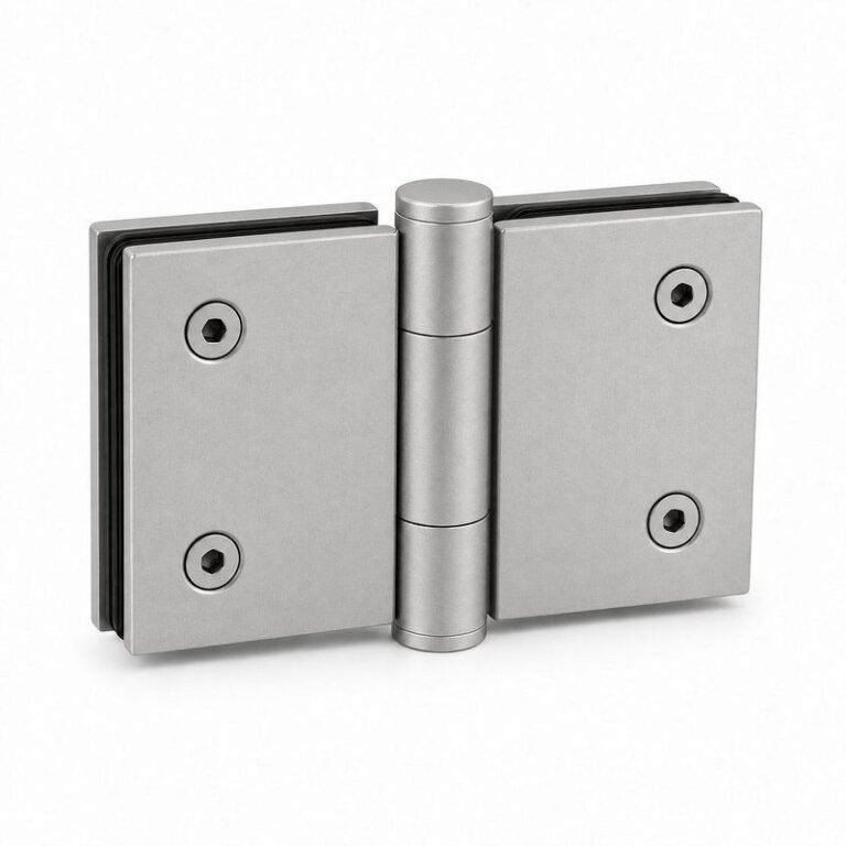 Matte Silver 180 Degree Glass-to-Glass Shower Door Hinge — Finish Concept