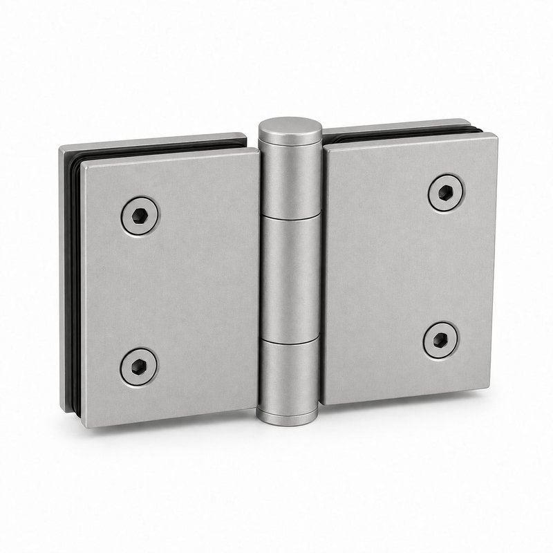 Matte Silver 180 Degree Glass-to-Glass Shower Door Hinge — Finish Concept