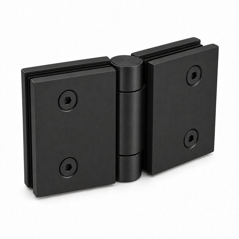 Matte Black 90 Degree Glass-to-Glass Shower Door Hinge — Finish Concept
