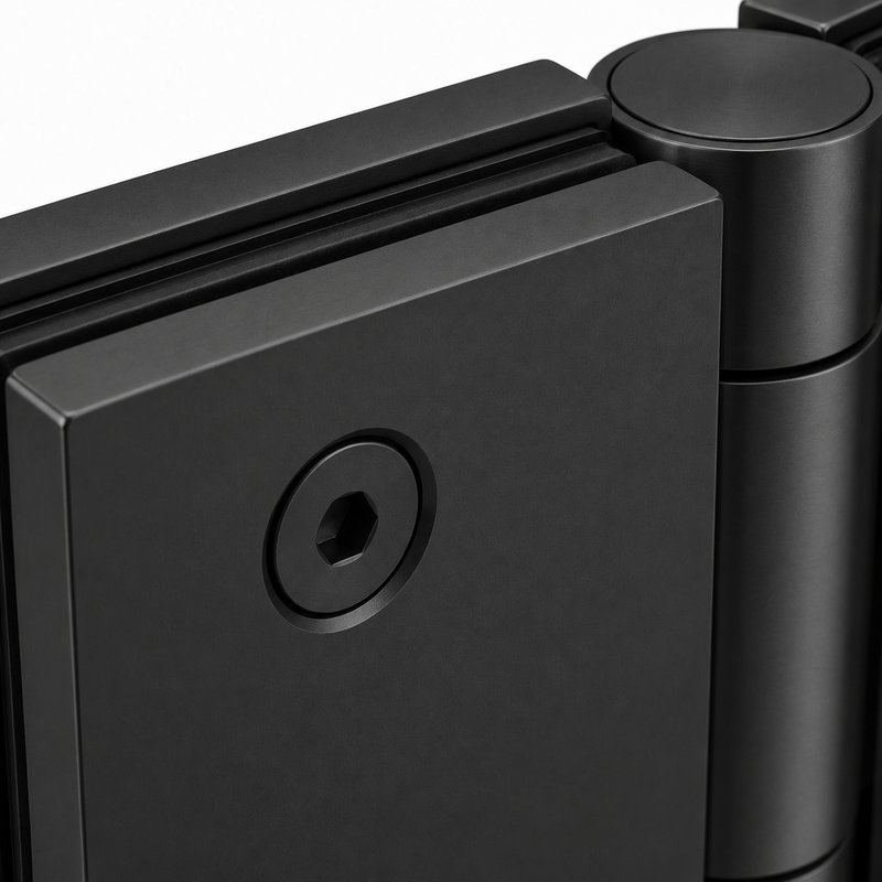 Matte Black 90 Degree Glass-to-Glass Shower Door Hinge — Finish Concept