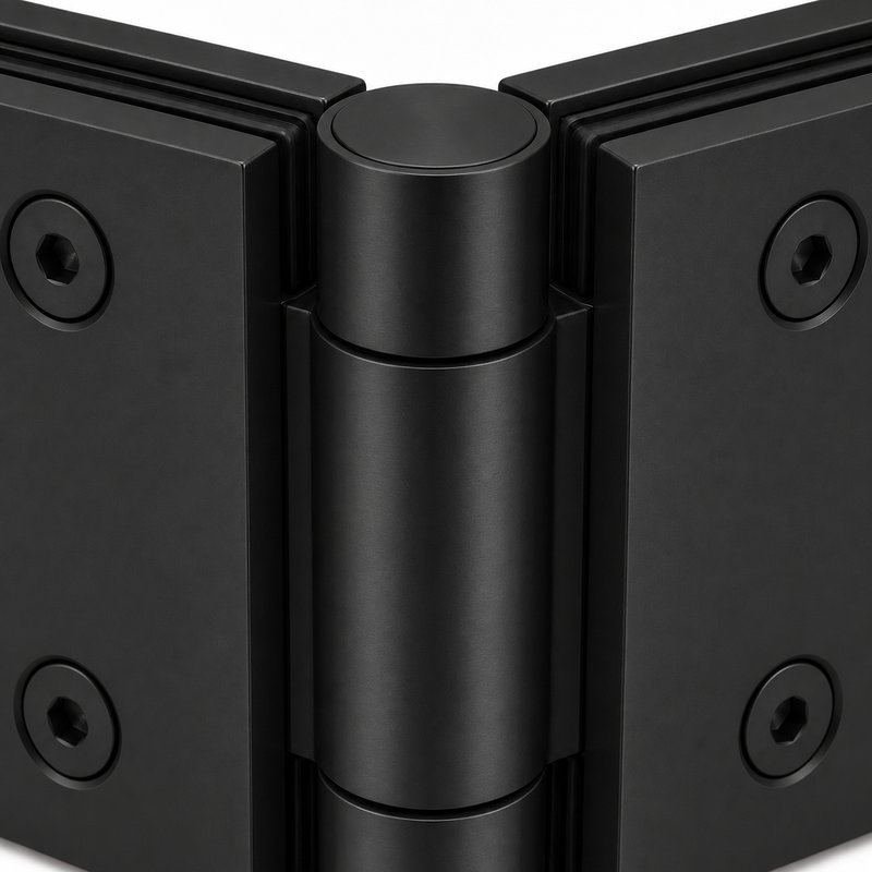 Matte Black 90 Degree Glass-to-Glass Shower Door Hinge — Finish Concept