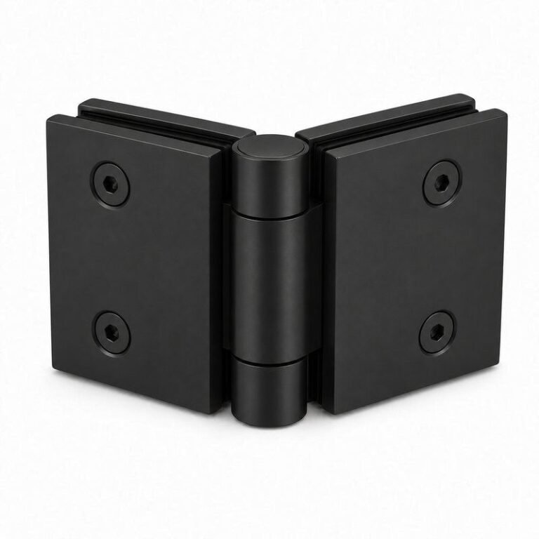 Matte Black 90 Degree Glass-to-Glass Shower Door Hinge — Finish Concept