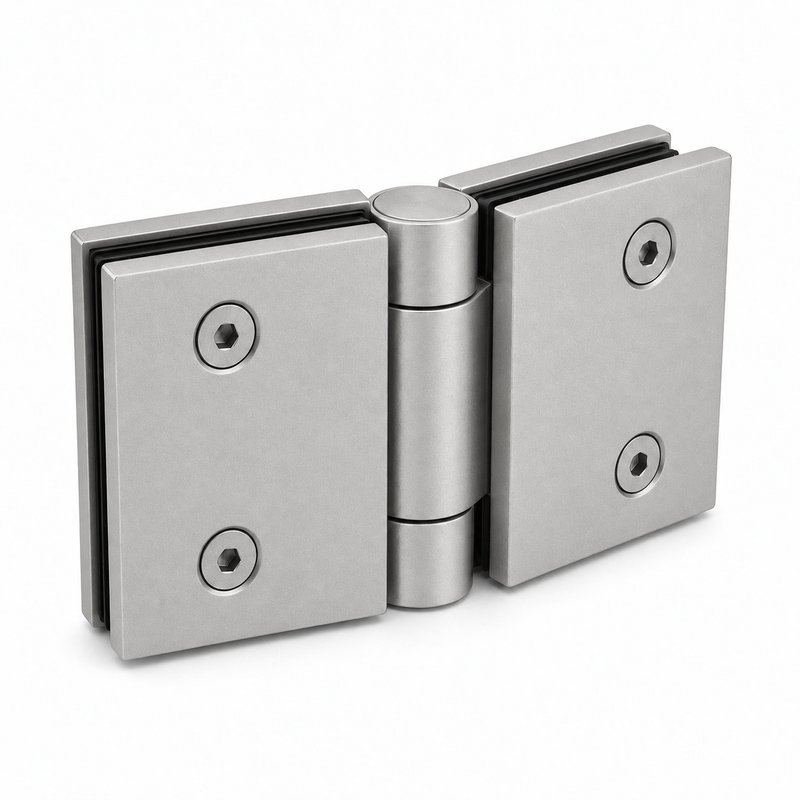 Matte Silver 90 Degree Glass-to-Glass Shower Door Hinge — Finish Concept