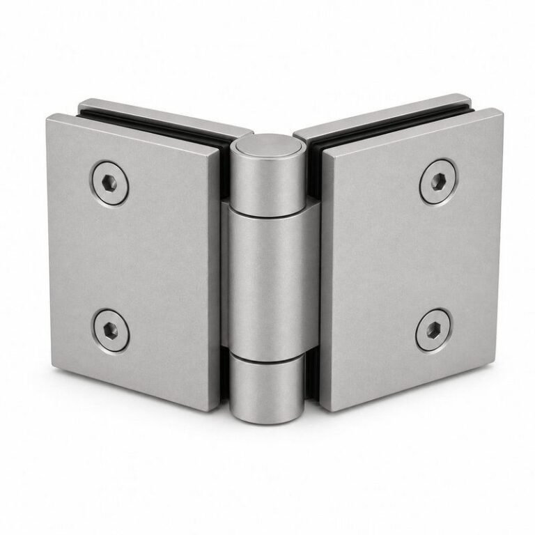 Matte Silver 90 Degree Glass-to-Glass Shower Door Hinge — Finish Concept