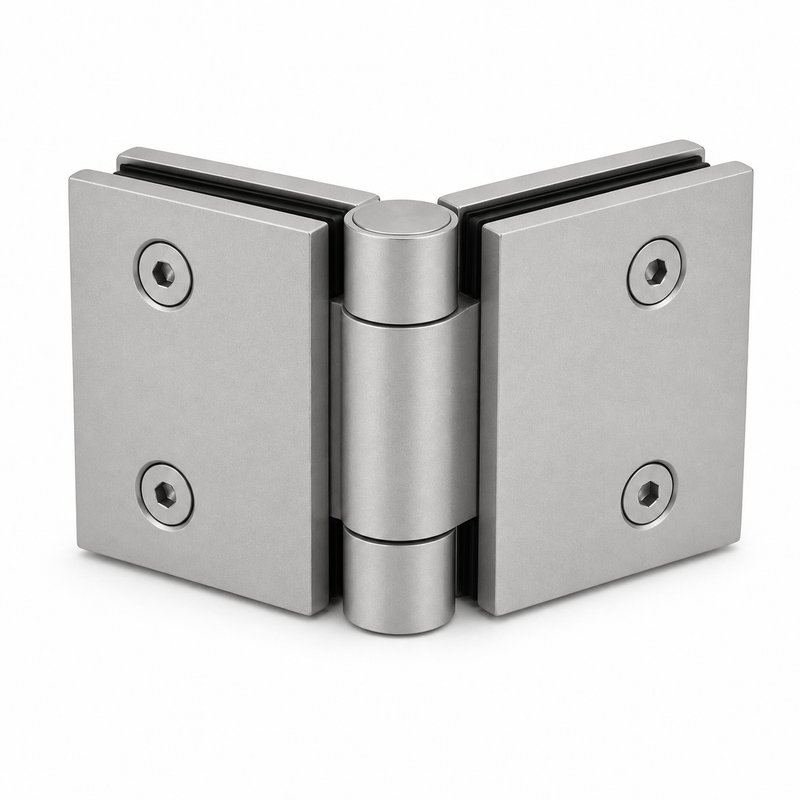 Matte Silver 90 Degree Glass-to-Glass Shower Door Hinge — Finish Concept