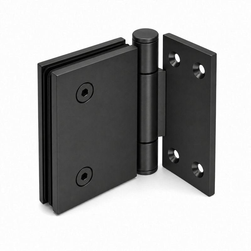 Matte Black 90 Degree Wall-to-Glass Shower Door Hinge — Finish Concept