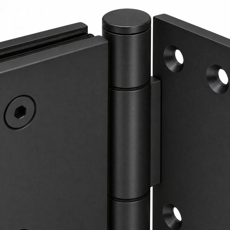 Matte Black 90 Degree Wall-to-Glass Shower Door Hinge — Finish Concept
