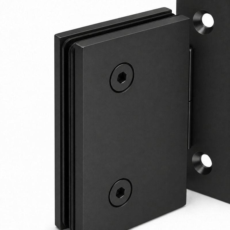 Matte Black 90 Degree Wall-to-Glass Shower Door Hinge — Finish Concept