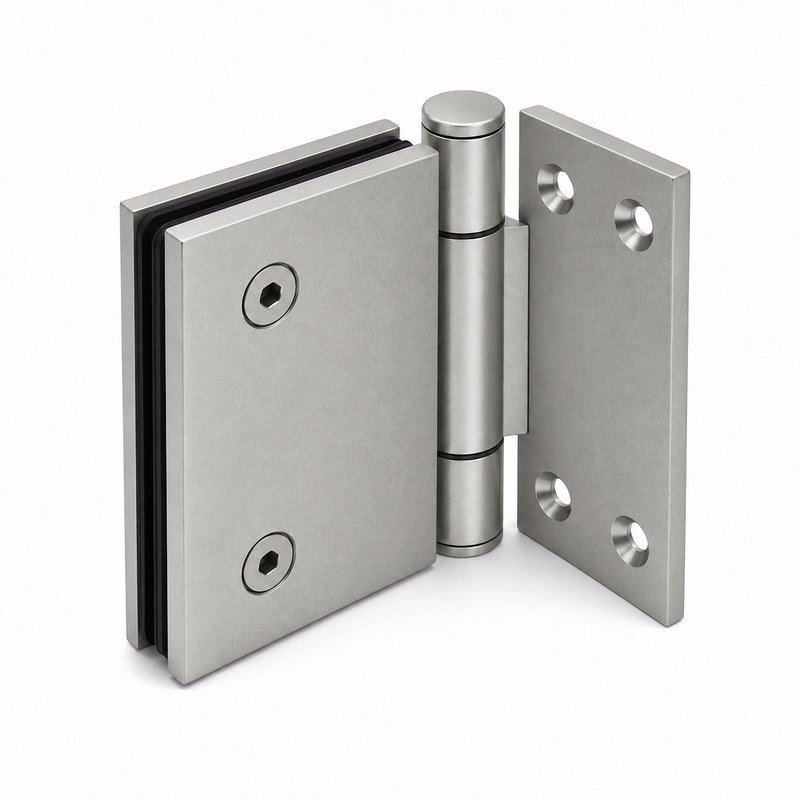 Matte Silver 90 Degree Wall-to-Glass Shower Door Hinge — Finish Concept