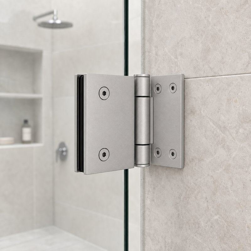 Matte Silver 90 Degree Wall-to-Glass Shower Door Hinge — Finish Concept