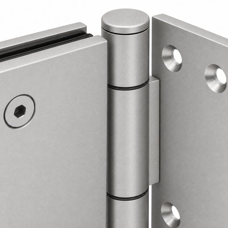 Matte Silver 90 Degree Wall-to-Glass Shower Door Hinge — Finish Concept
