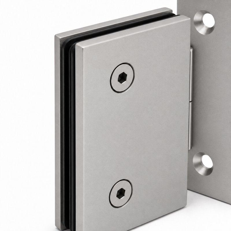 Matte Silver 90 Degree Wall-to-Glass Shower Door Hinge — Finish Concept