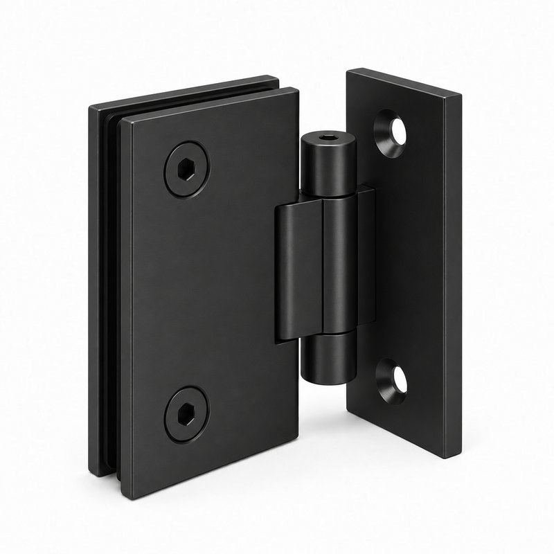 Matte Black Adjustable Wall-Mount Shower Door Hinge — Finish Concept