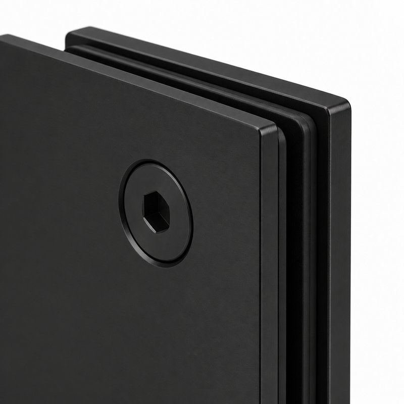 Matte Black Adjustable Wall-Mount Shower Door Hinge — Finish Concept