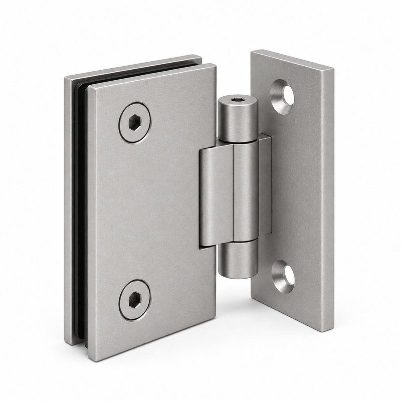 Matte Silver Adjustable Wall-Mount Shower Door Hinge — Finish Concept